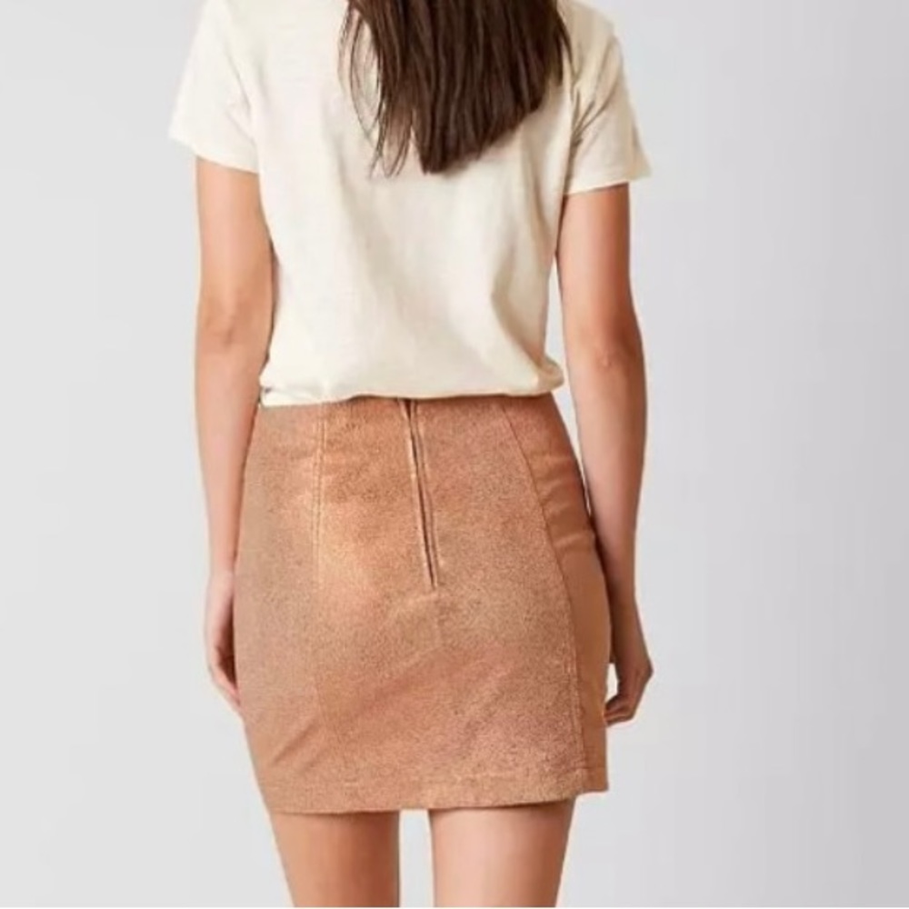 Free People Skirt 6 Medium Gold Sparkle Modern Femme Mini High Rise - Picture 2 of 4